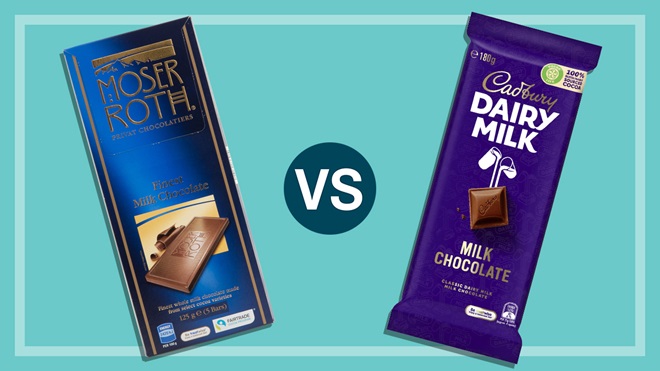 aldi moser roth milk chocolate vs cadbury dairy milk milk chocolate